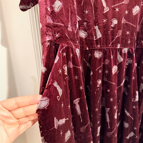 Disney Burgundy Dress with White Collar - Picture 3 of 5
